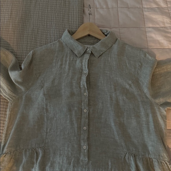 Halston 100% Linen Baby Doll High Low Mini Dress Size L NWT - Picture 5 of 8